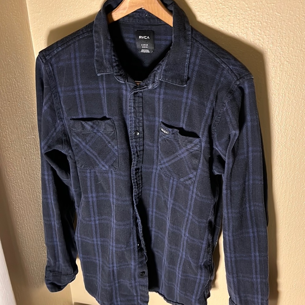 RVCA Mens Black/Purple Flannel Shirt Size Large